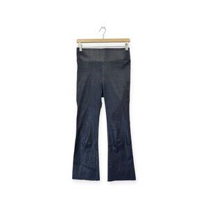 SPRWMN Leather Crop Flare Pants Size M Medium Navy Blue